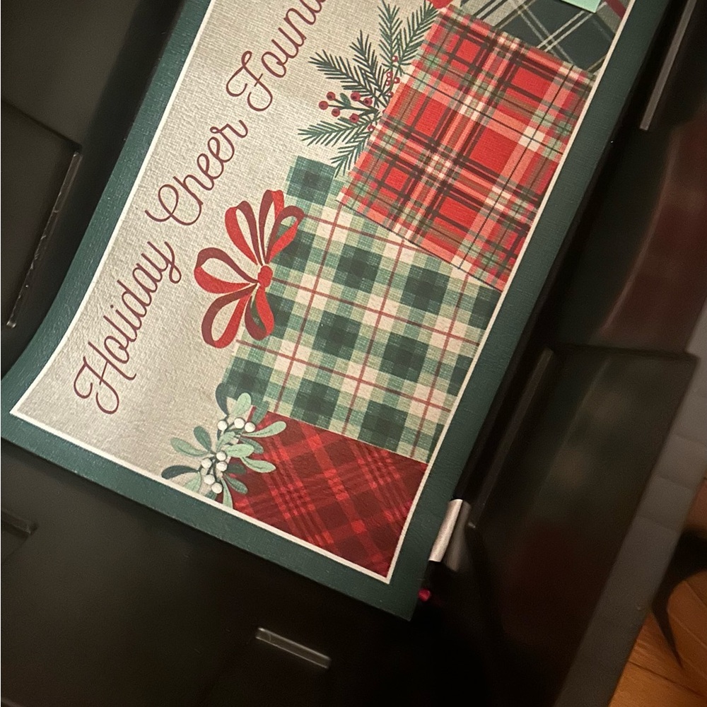 Christmas wrapping paper and doormats